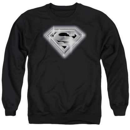 Superman Bling Shield Mens Crewneck Sweatshirt Black