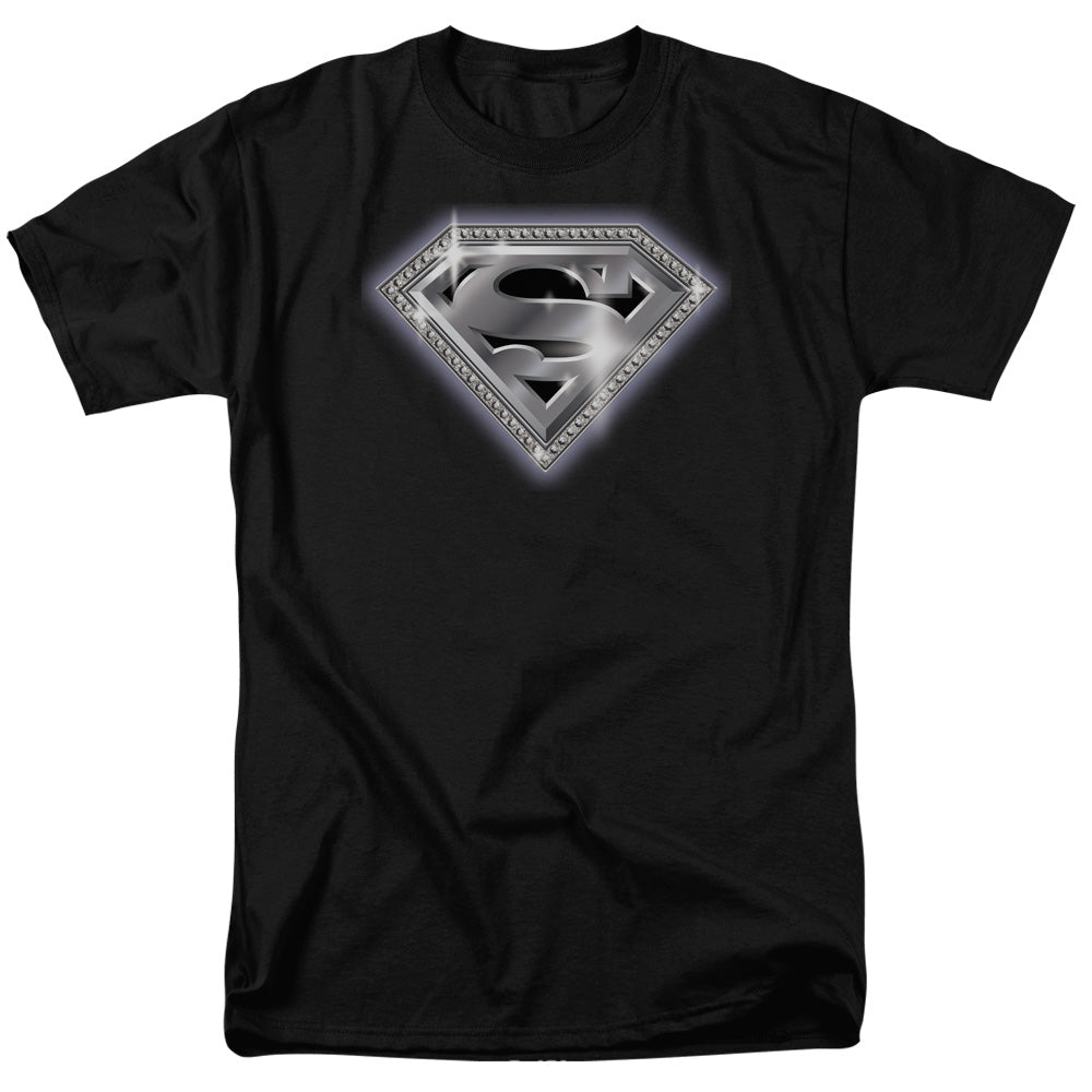 Superman Bling Shield Mens T Shirt Black 