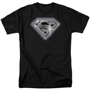 Superman Bling Shield Mens T Shirt Black 