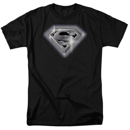 Superman Bling Shield Mens T Shirt Black