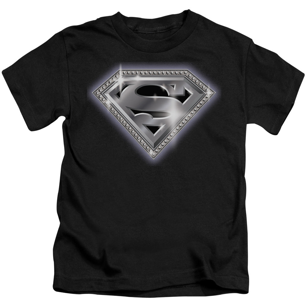 Superman Bling Shield Juvenile Kids Youth T Shirt Black