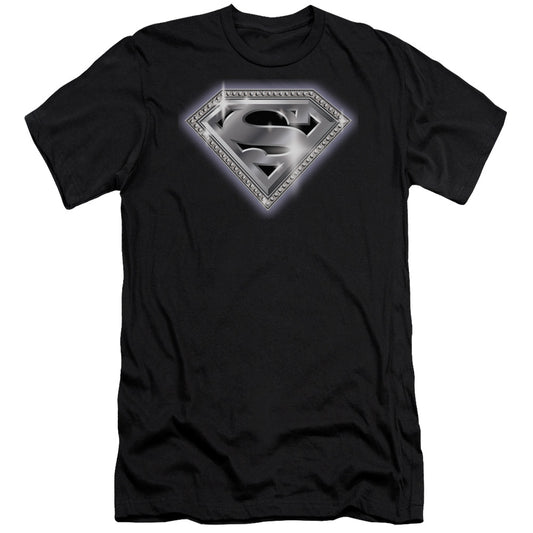 Superman Bling Shield Premium Bella Canvas Slim Fit Mens T Shirt Black