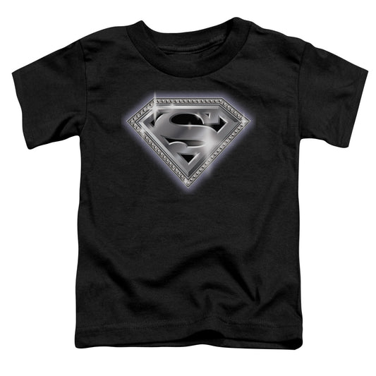 Superman Bling Shield Toddler Kids Youth T Shirt Black