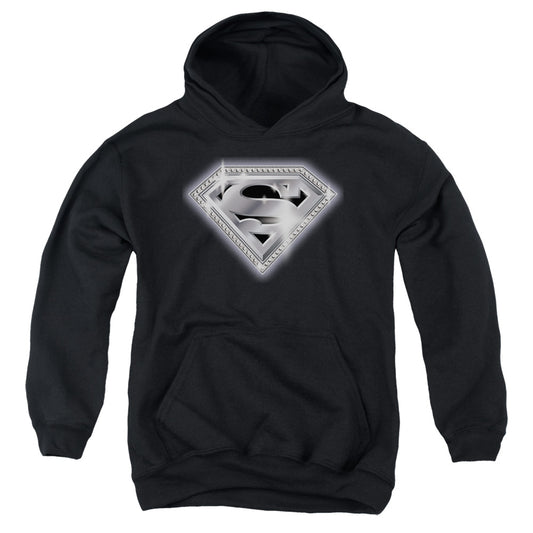 Superman Bling Shield Kids Youth Hoodie Black