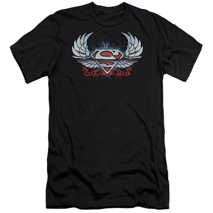 Superman Chrome Wings Shield Premium Bella Canvas Slim Fit Mens T Shirt Black