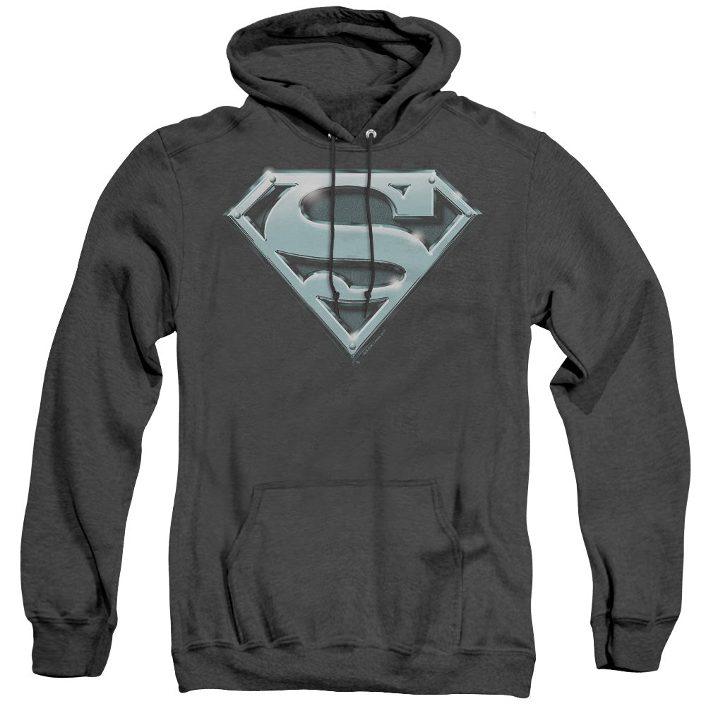 Superman Chrome Shield Mens Heather Hoodie Black