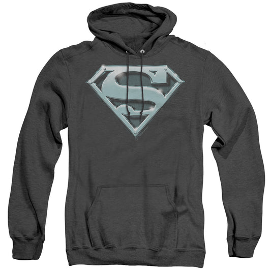 Superman Chrome Shield Heather Mens Hoodie Black