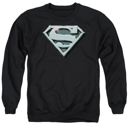 Superman Chrome Shield Mens Crewneck Sweatshirt Black