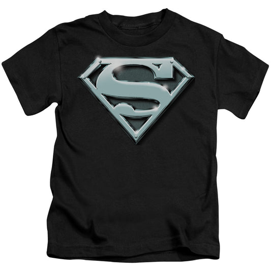 Superman Chrome Shield Juvenile Kids Youth T Shirt Black