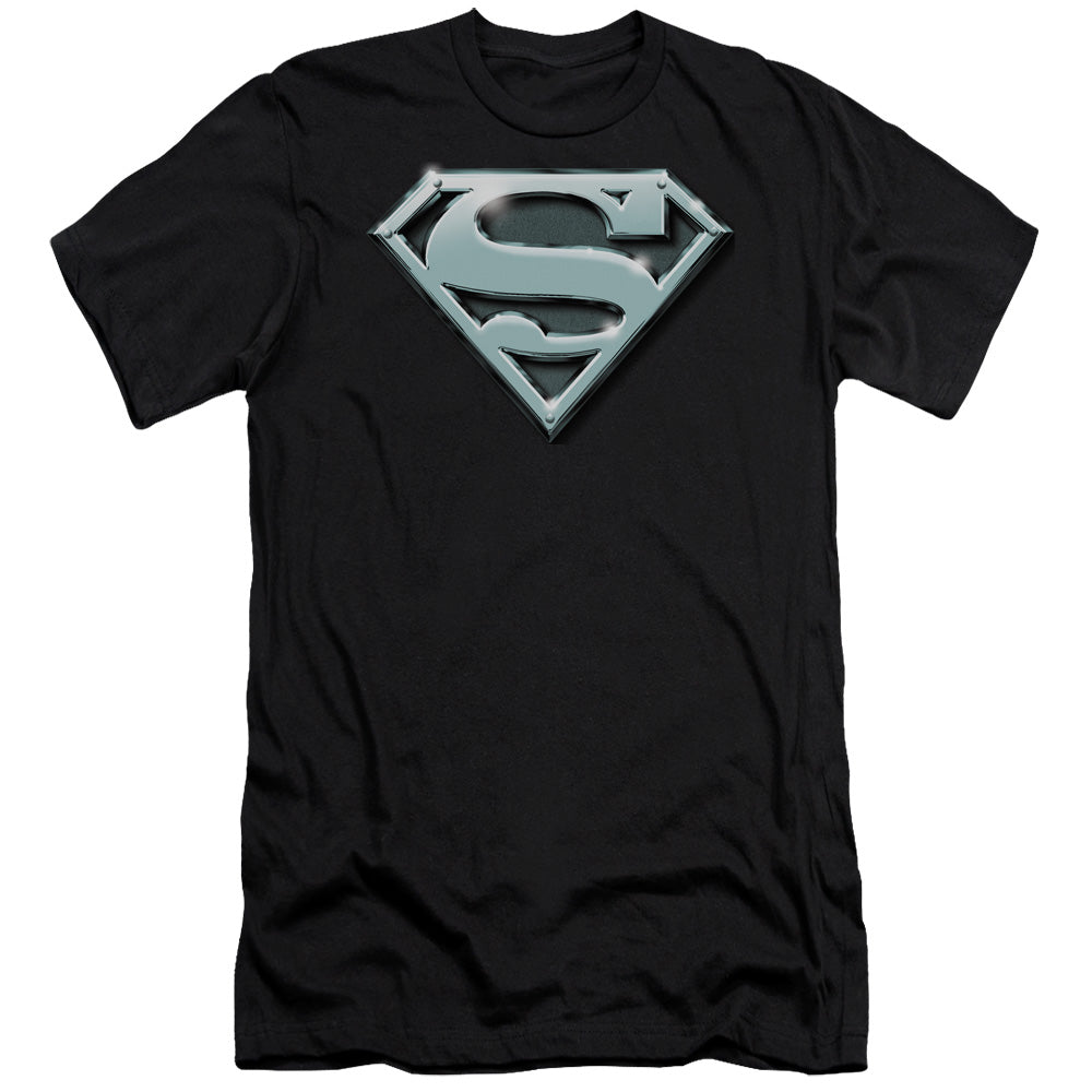 Superman Chrome Shield Premium Bella Canvas Slim Fit Mens T Shirt Black