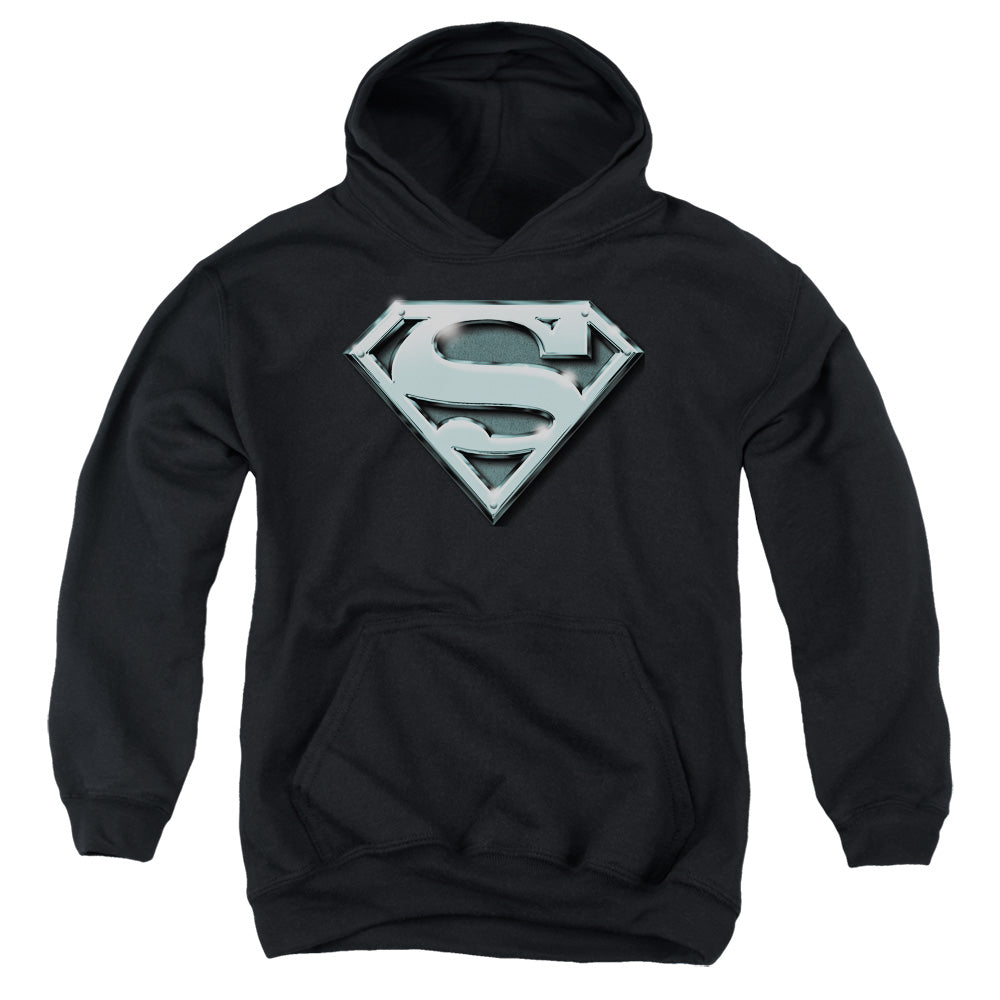 Superman Chrome Shield Kids Youth Hoodie Black