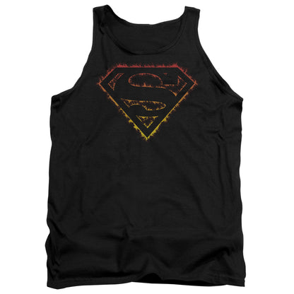 Superman Flame Outlined Logo Mens Tank Top Shirt Black