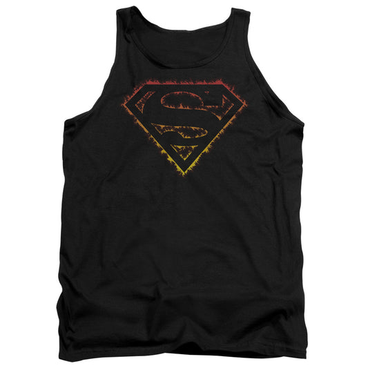 Superman Flame Outlined Logo Mens Tank Top Shirt Black