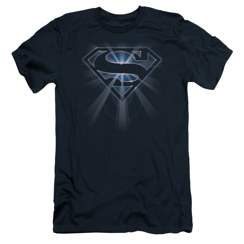 Superman Glowing Shield Slim Fit Mens T Shirt Navy