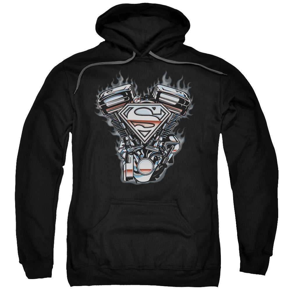 Superman V Twin Logo Mens Hoodie Black