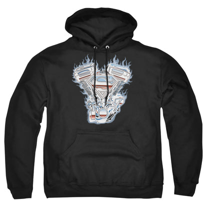 Superman V Twin Logo Mens Hoodie Black