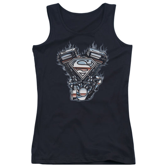 Superman V Twin Logo Womens Tank Top Shirt Black