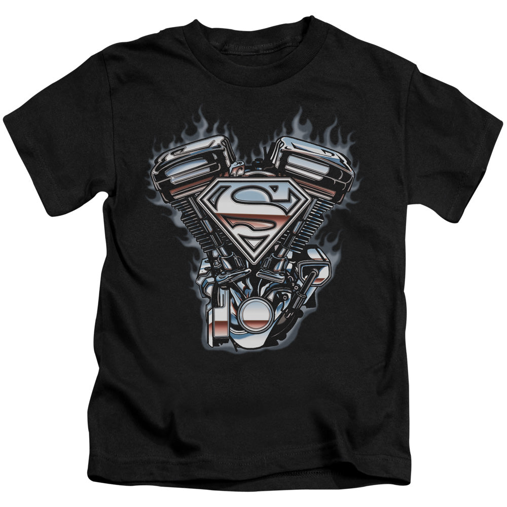 Superman V Twin Logo Juvenile Kids Youth T Shirt Black