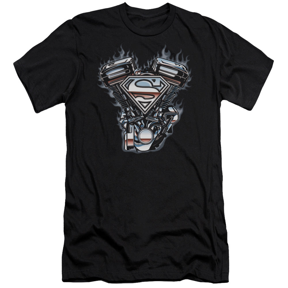 Superman V Twin Logo Premium Bella Canvas Slim Fit Mens T Shirt Black