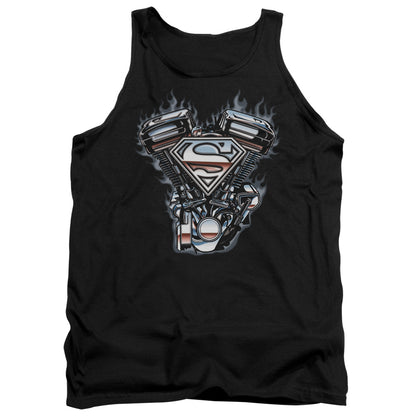 Superman V Twin Logo Mens Tank Top Shirt Black