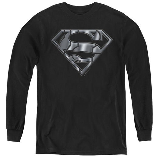 Superman Mech Shield Long Sleeve Kids Youth T Shirt Black