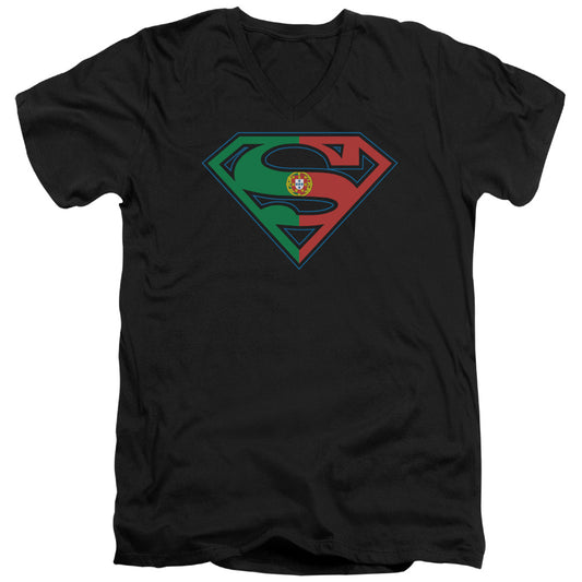 Superman Portugal Shield S S Adult V Neck Black