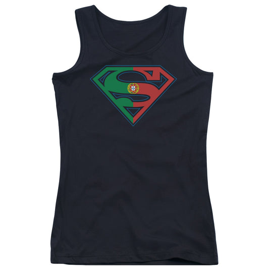 Superman Portugal Shield Womens Tank Top Shirt Black