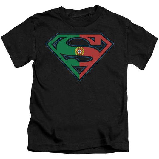 Superman Portugal Shield Juvenile Kids Youth T Shirt Black