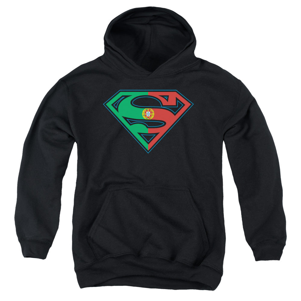 Superman Portugal Shield Kids Youth Hoodie Black