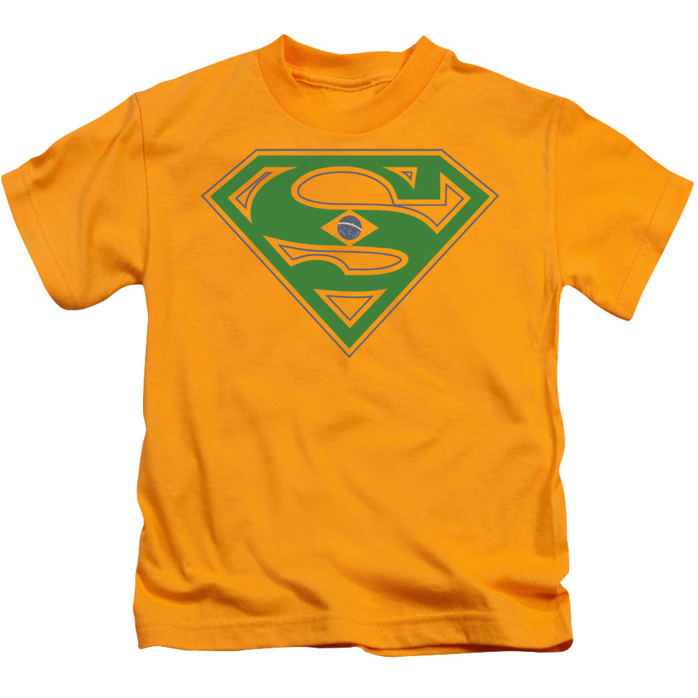 Superman Brazil Shield Juvenile Kids Youth T Shirt Gold