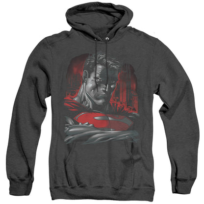 Superman Man Of Steel Mens Heather Hoodie Black