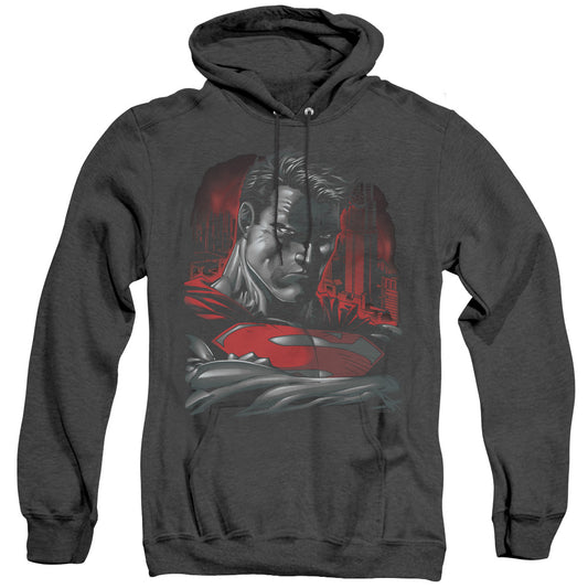 Superman Man Of Steel Heather Mens Hoodie Black