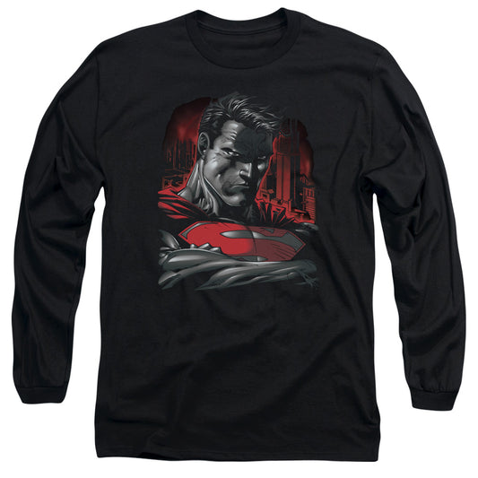 Superman Man Of Steel Mens Long Sleeve Shirt Black