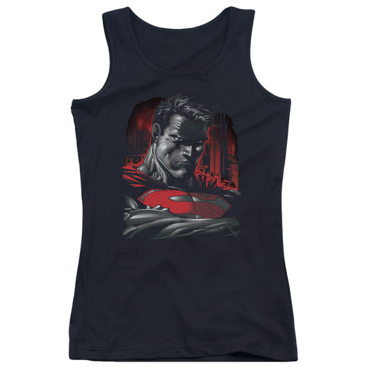 Superman Man Of Steel Womens Tank Top Shirt Black