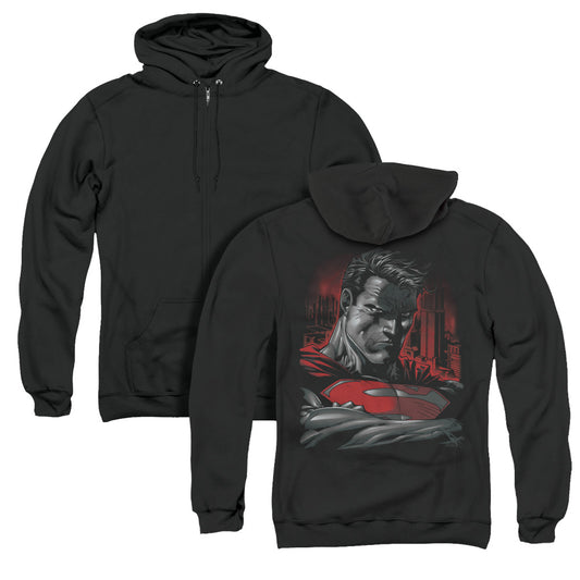 Superman Man Of Steel Back Print Zipper Mens Hoodie Black