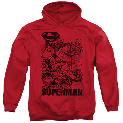 Superman Breaking Chains Mens Hoodie Red