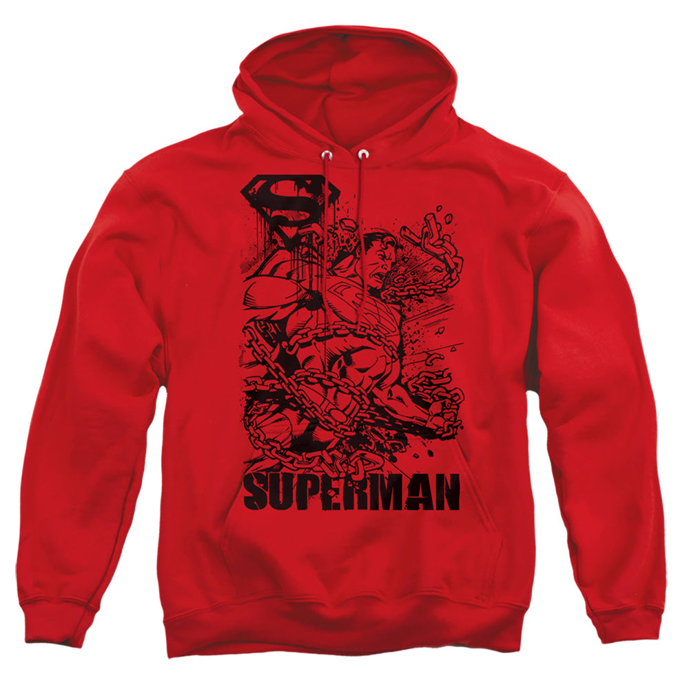 Superman Breaking Chains Mens Hoodie Red