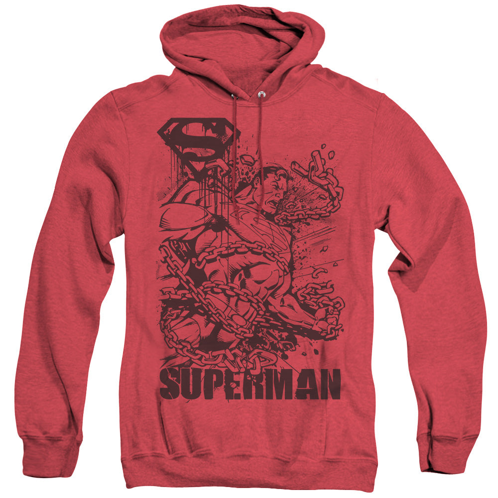 Superman Breaking Chains Heather Mens Hoodie Red