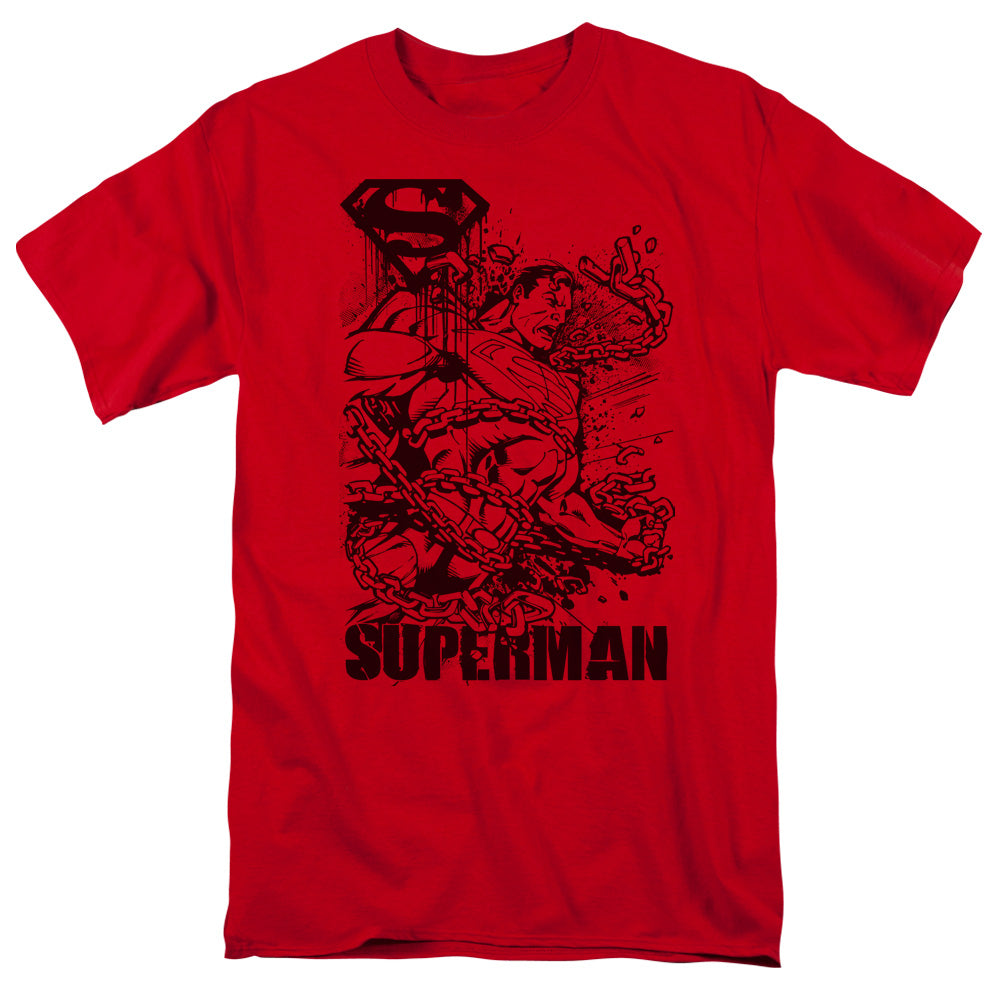 Superman Breaking Chains 2 Mens T Shirt Red