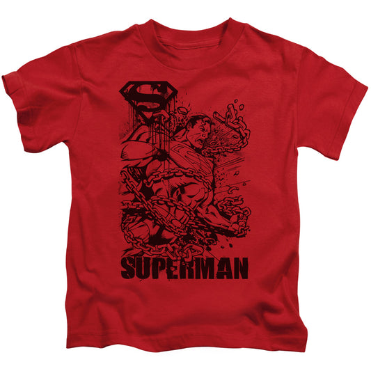 Superman Breaking Chains Juvenile Kids Youth T Shirt Red