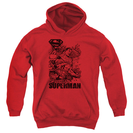 Superman Breaking Chains Kids Youth Hoodie Red