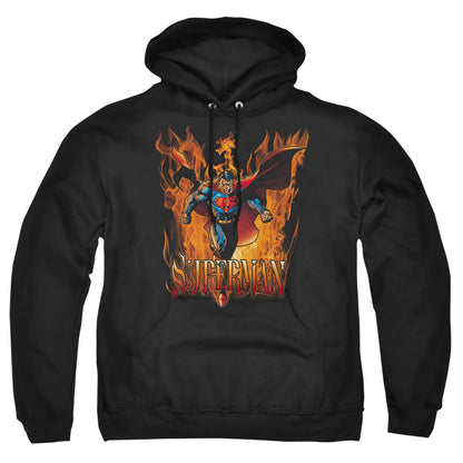 Superman Through The Fire Mens Hoodie Black