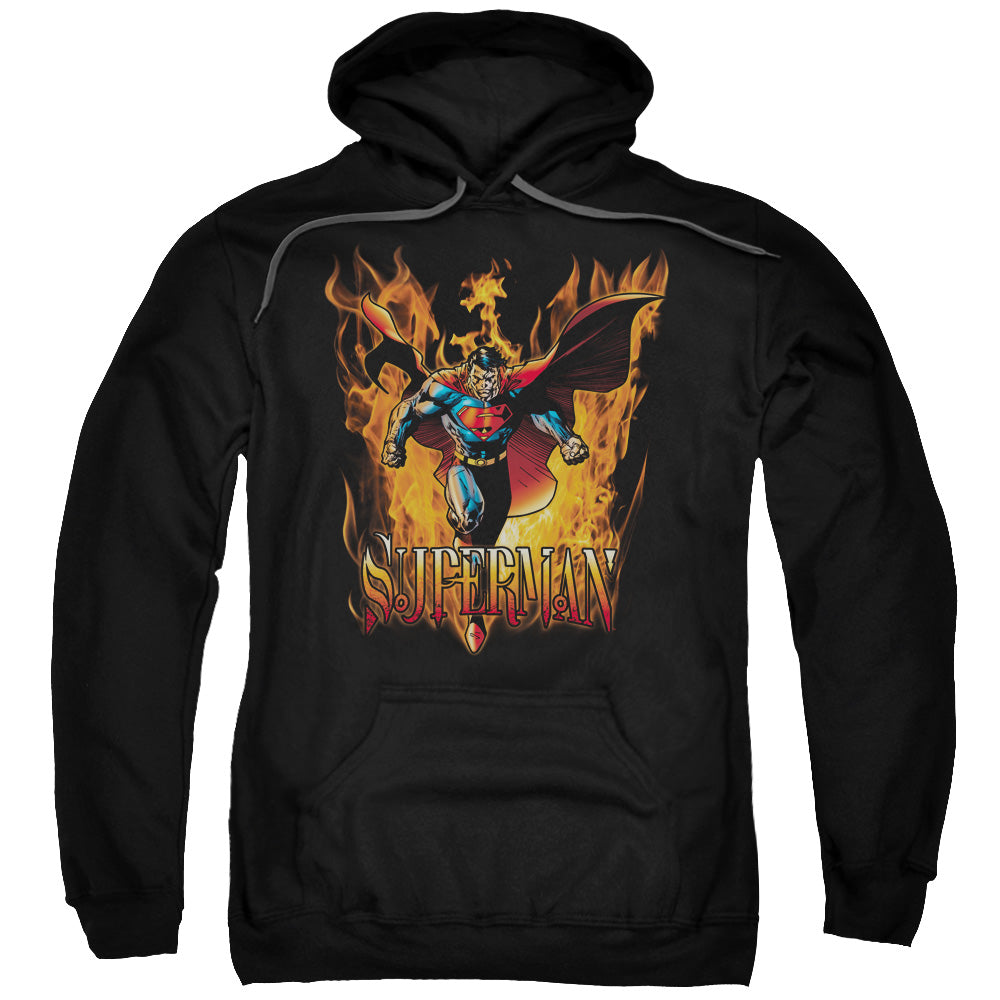 Superman Through The Fire Mens Hoodie Black