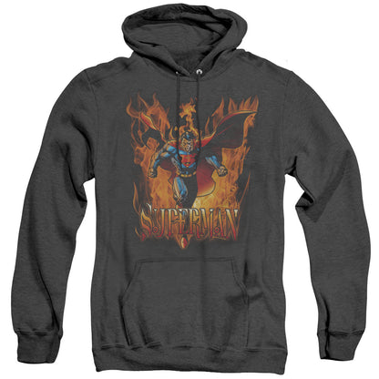 Superman Through The Fire Mens Heather Hoodie Black