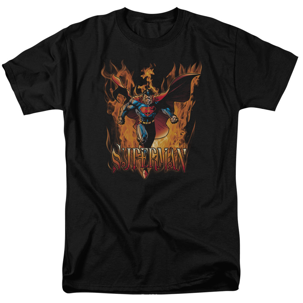 Superman Through The Fire Mens T Shirt Black