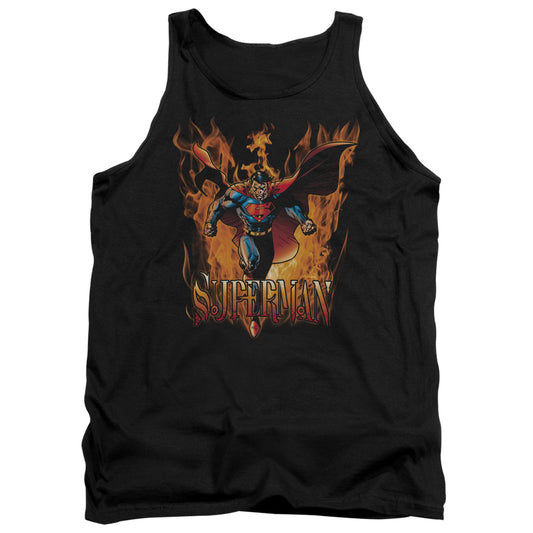 Superman Through The Fire Mens Tank Top Shirt Black