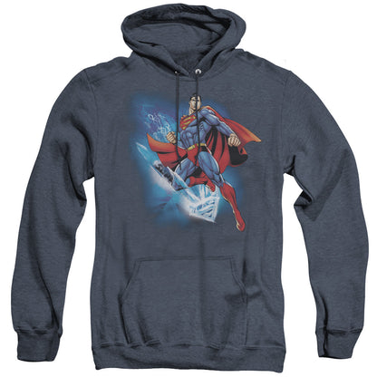 Superman Crystallize Mens Heather Hoodie Navy