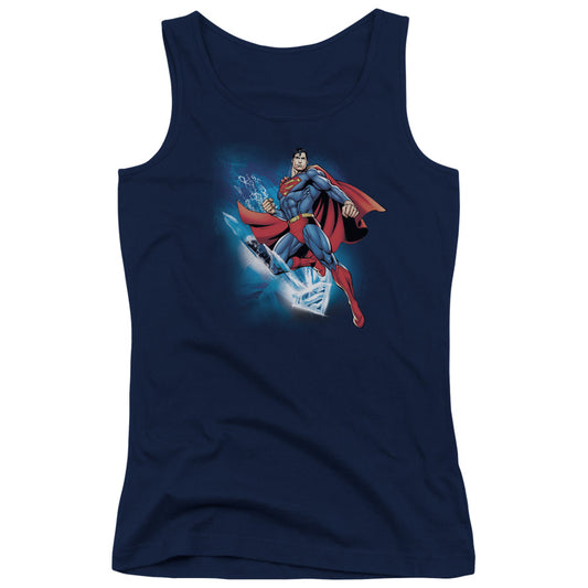 Superman Crystallize Womens Tank Top Shirt Navy