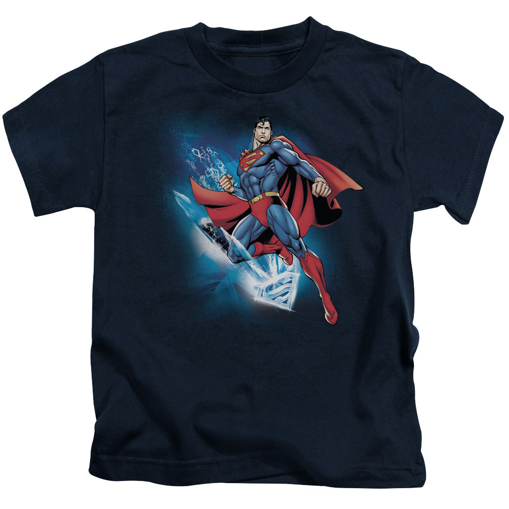 Superman Crystallize Juvenile Kids Youth T Shirt Navy