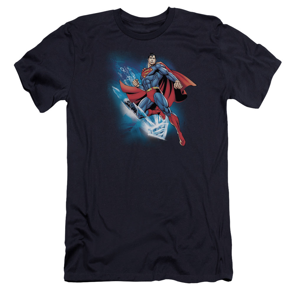 Superman Crystallize Premium Bella Canvas Slim Fit Mens T Shirt Navy